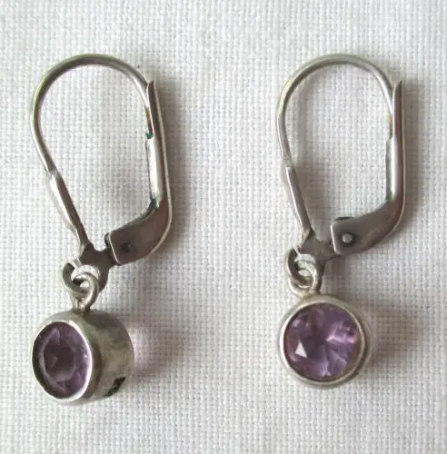 elegante 925er Sterling Silber Ohrringe mit Amethyst Edelstein (101138)