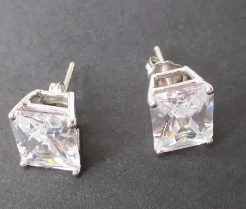 hochwertige 925er Sterling Silber Ohrringe mit farblosem Edelstein (101338)