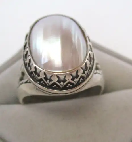 dekorativer 925er Silber Damen Ring mit Perlmutt (131417)