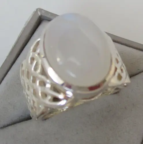herrlicher großer 925er Silber Damen Ring mit Mondstein Indien (133232)