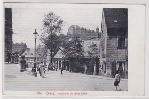 908775  AK Greiz. Hauptwache und oberes Schloß. 1912
