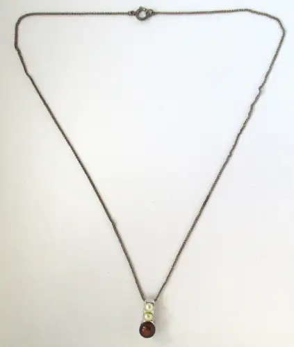 elegante 835er Silber Kette mit 925er Silber Perlen Anhänger (125649)