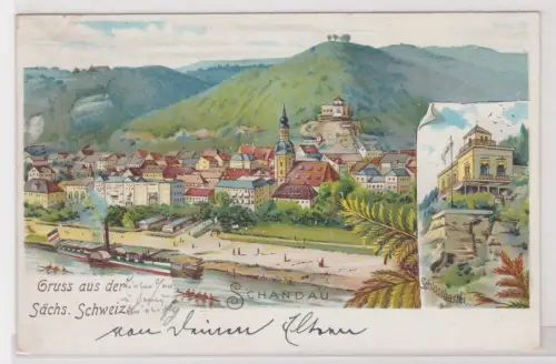909256 AK Gruss aus Sächs.Schweiz. Schandau. Schlossbastei. um 1912