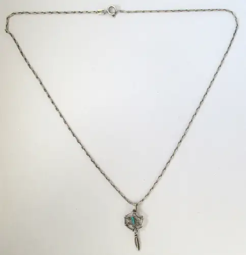 elegante 835er Silber Kette mit Traumfänger Anhänger (125453)