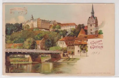 909297 AK Gruss aus Gera. Schloss Osterstein. 1903