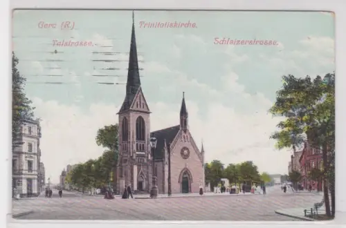 909293 AK Gera (R.). Talstrasse, Trinitatiskirche, Schleizerstrasse. 1915