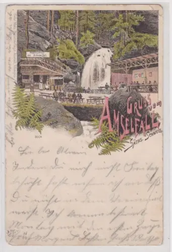 908658 AK Gruss vom Amselfall. Sächsische Schweiz. Restaurant am Amselfall. 1899