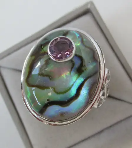 aussergewöhnlicher großer 925er Silber Damen Ring mit tollem Stein China(133828)