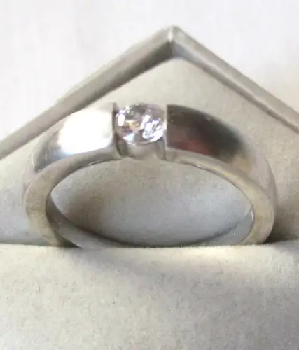 eleganter 925er Silber Damenring mit weißem Solitärstein (165183)