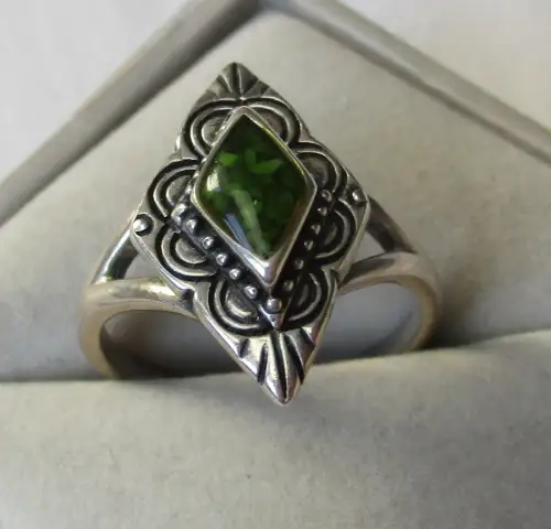 zierlicher 925er Silber Damen Ring mit grünem Türkis (163735)