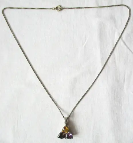 elegante 925er Sterling Silber Kette mit Spinell Edelstein Anhänger (118654)