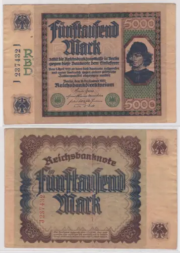 5000 Mark Banknote Inflation 16.9.1922 Rosenberg Nr.76 (107907)