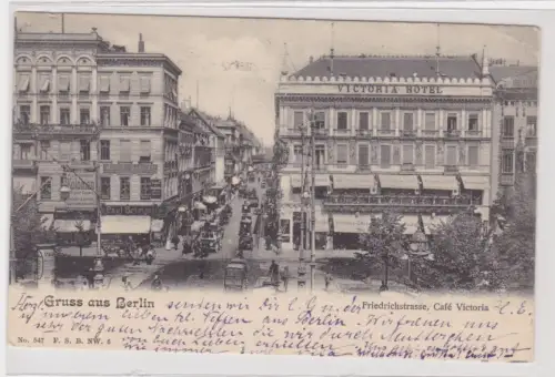 909121 Ak Gruss aus Berlin. Friedrichstrasse, Cafe Victoria. 1902
