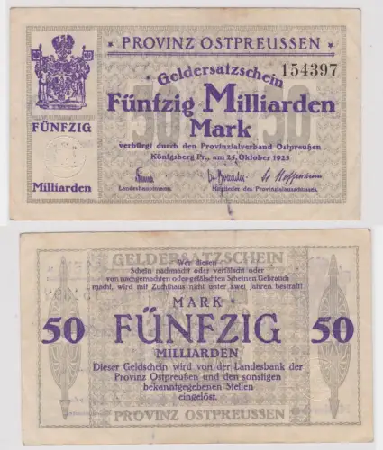 Banknote Inflation Königsberg in Ostpr. 50 Mrd. Mark1923 (102346)