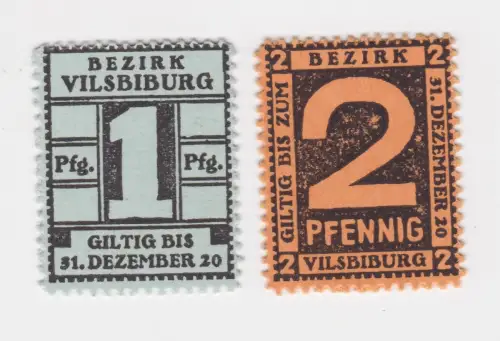 1 & 2 Pfennig Banknoten Notgeld Bezirk Vilsbiburg 1920 (102751)