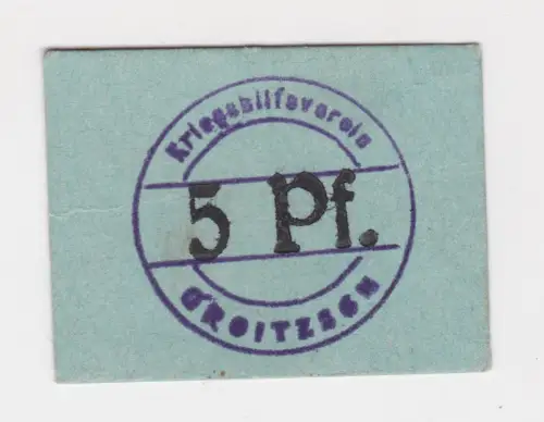 5 Pfennig Banknote Notgeld Kriegshilfsverein Groitzsch ohne Jahr  (105594)