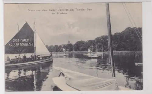 908663 Ak Gruss aus dem Kaiser-Pavillon am Tegeler See Inh. G.Johnke.Berlin.1907