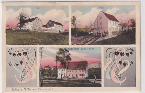 72301 Mehrbild Ak Duftende Grüße aus Schmalbach Gut, Schule, Restauration 1914