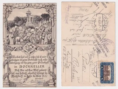 74714 Bier Humor Ak Nußdorf bei Wien im Bockkeller 1921