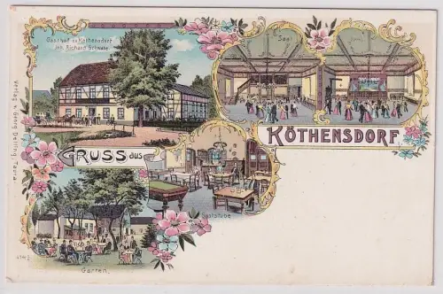38706 Ak Lithographie Gruß aus Köthensdorf Gasthof um 1900