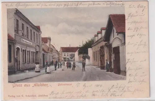 23418 Ak Gruß aus Alsleben Bahnstrasse 1903