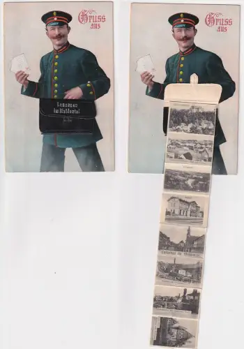 27996 Leporello Ak Gruß aus Lunzenau im Muldenthal um 1910