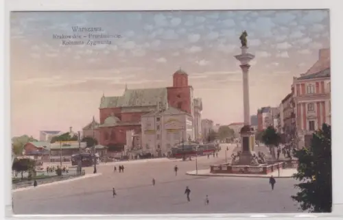 909061 Ak Warszawa. Krakowskie Przedmieście. Kolumna Zygmunta. um 1940