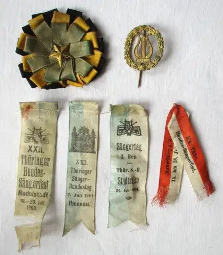 6 alte Abzeichen Thüringer Sänger Bund um 1900 (135587)
