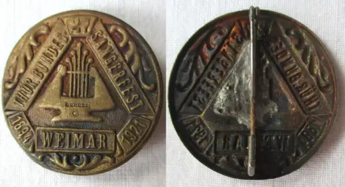 altes Blech Abzeichen 27. Thür. Bundes Sängerfest Weimar 1894-1927 (133021)