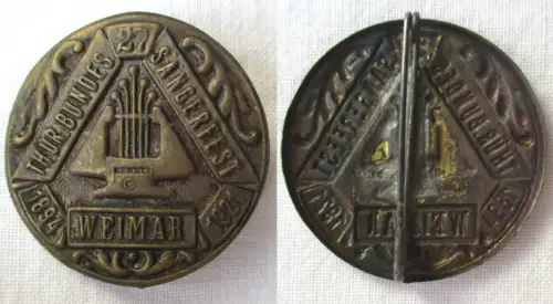 altes Blech Abzeichen 27. Thür. Bundes Sängerfest Weimar 1894-1927 (133777)