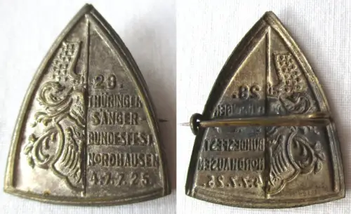 altes Blech Abzeichen 28. Thür. Bundes Sängerfest Nordhausen 1925 (139481)