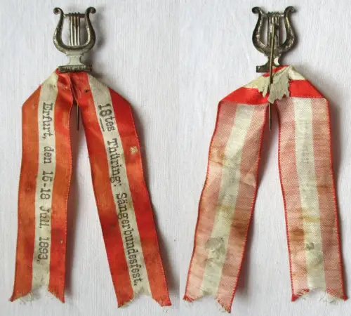 altes Blech Abzeichen 18. Thür. Bundes Sängerfest Erfurt 1893 (132984)