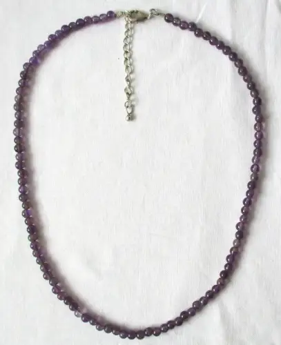 elegante 925er Silber Verschluss Halskette Amethyst Perlen Ø 4,5mm (108661)