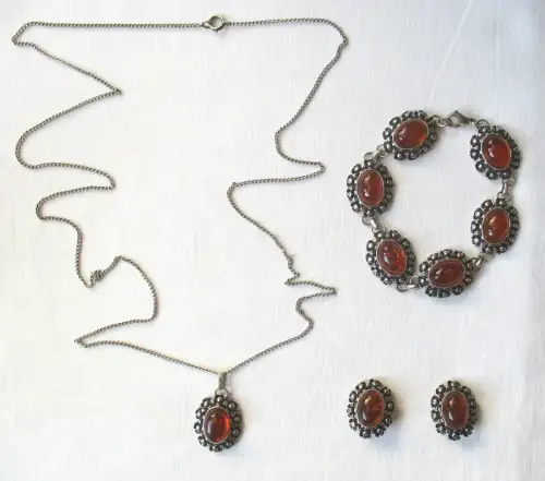 elegantes Schmuckset 925er Silber Halskette + Ohrringe + Armband (114027)