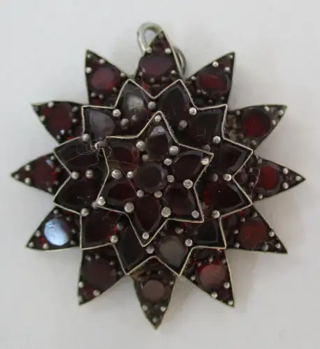eleganter Silber Granat Kettenanhänger Stern Anhänger (109110)