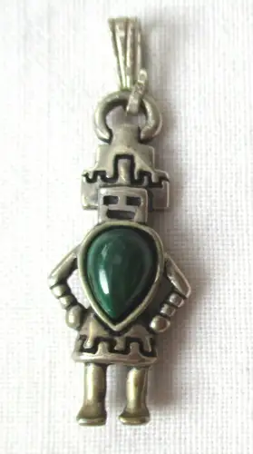 925er Silber Carolyn Pollack Anhänger Malachite Hemis Kachina Charm (100996)