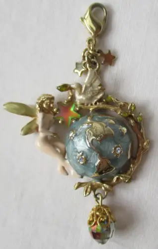 hochwertiger Anhänger KIRK FOLLY 2000 Erdkugel Globus mit Fee + Taube (101006)