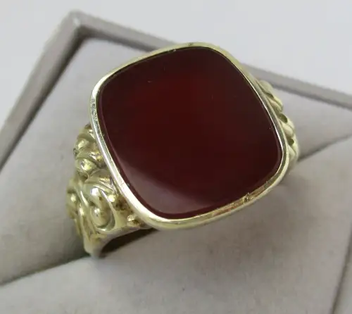 dekorativer 585er Gold Herrenring mit großem Achat Stein (101078)