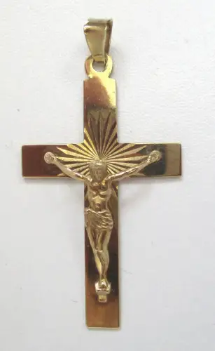 dekorativer 333er Gold Ketten Anhänger mit Kruzifix Kreuz (116753)
