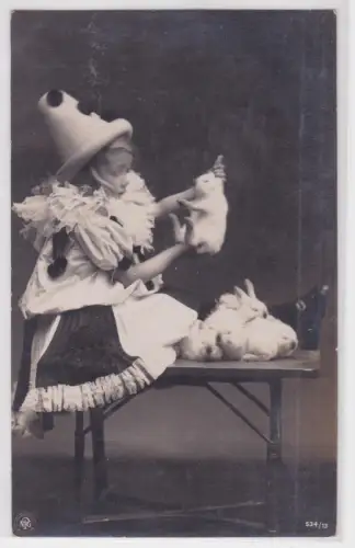 909622 Ak Kind Mädchen als Zauberer mit Kaninchen 1907