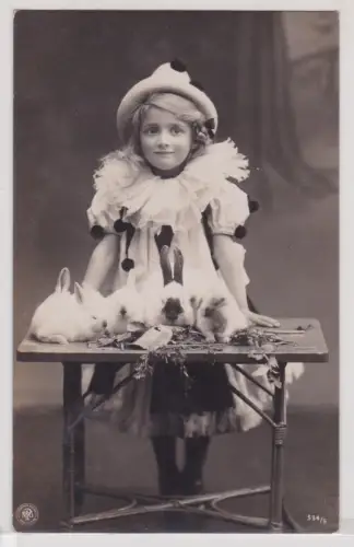 909623 Ak Kind Mädchen als Zauberer mit Kaninchen 1907