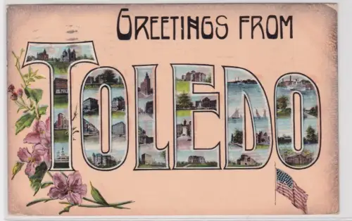 909059 Ak Greetings from Toledo Ohio 1910