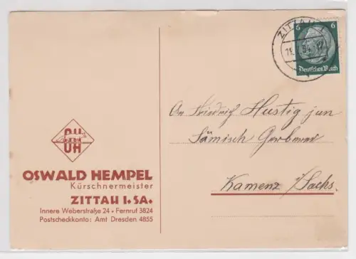 61431 Reklame Ak Zittau Kürschnermeister Oswald Hempel 1934
