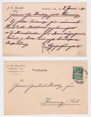 909532 Reklame Ak Pulsnitz in Sachsen J.G.Hauffe 1924