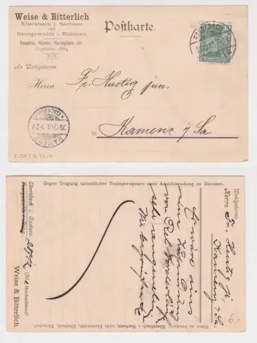 909551 Reklame Ak Ebersbach in Sachsen Weise & Bitterlich Geweihe, Hörner 1901