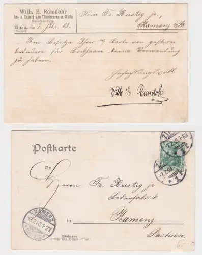 909668 Reklame Ak Zittau Export von Tierhaaren Wilh.E.Ramdohr 1903