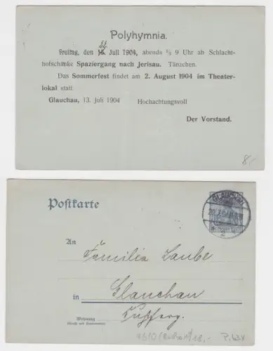909667 Reklame Ganzsache Glauchau Polyhymnia 13.Juli 1904