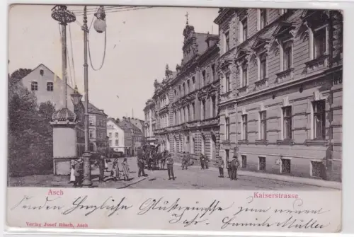 910686 Präge Ak Asch AšKaiserstrasse mit Pferdekutsche 1912