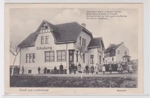 909296 Ak Gruß aus Lederhose Bahnhof 1915