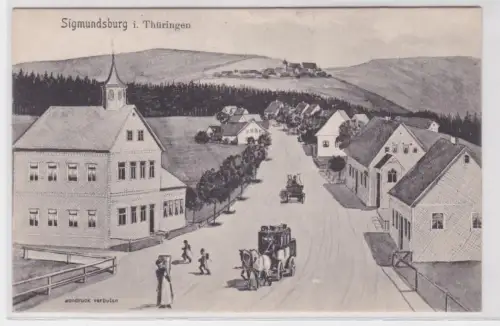 910458 Ak Sigmundsburg in Thüringen Strassenansicht mit Kutschen um 1910